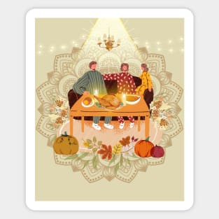 Thanksgiving Dinner with family, parents and daughter Sticker